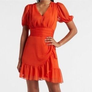 Express Orange ruffle Dress size Xs
